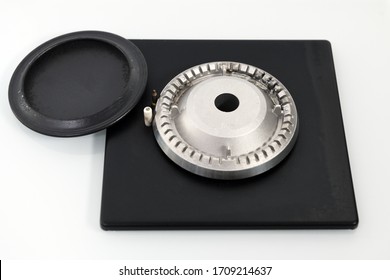 Warsaw, Poland, January 17, 2020: BOSCH PPP612M91E Gas Hob. Burners On A White Glass Gas Stove In The Kitchen. View From Above.Repair Of A Gas Burner On A Glass Hob.Gas Leak.