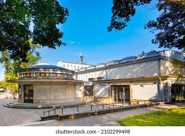 Warsaw, Poland - July 11, 2021: Historic Kino Iluzjon cinema theater and Cinematography Museum at Narbutta street in Mokotow district of Warsaw