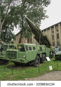 WARSAW, POLAND, July 2016 - SCUD Ground To Ground Medium Range Ballistic Missile Launcher At  Polish Army Museum 