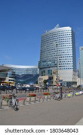 Warsaw, Poland - July 31 2020: Zlote Tarasy (Golden Terraces) Shopping Mall With Offices And Entertainment Area Located In The Center Of Warsaw, Next To Warszawa Centralna Railway  Station