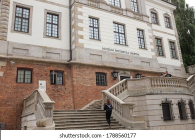 Warsaw / Poland - July 8 2017: Stairs In Front Of The Fryderyk Chopin Museum (Muzeum Fryderyka Chopina)  Dedicated To Polish Composer Frédéric Chopin In Warsaw, Poland.