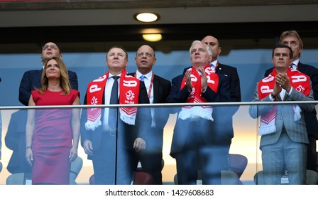 Warsaw, Poland, June 10, 2019: EURO 2020 Qualifing Round, Group Stage, Poland Wins 4:0 With Izarel On PGE Narodowy. Jacek Kurski, Jaroslaw Gowin, Witold Banka, Zbigniew Boniek