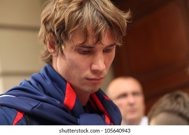 WARSAW, POLAND - JUNE 14: Anton Shunin, An Association Football Goalkeeper Who Currently Plays For Dynamo Moscow. Footballer Is Signing Autographs, On June 14, 2012 In Warsaw, Poland.