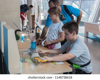 Warsaw Poland. June, 2018. Copernicus Science Museum. Scientific Experiments, Simulators, Entertainment. The Best Place For Family Recreation And Education Of Children. STEM. 