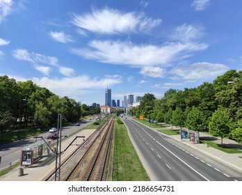 Warsaw, Poland - June 25, 2022: Modern Urban Lifestyle. Street View