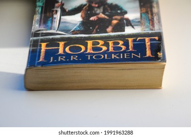 Warsaw, Poland - June 5 2021: The Hobbit Book Written By J.R.R. Tolkien On A White Background