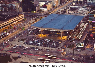 Warsaw, Poland - Mar 22, 2019: Warsaw Central Railway Station Poland. Capital City.