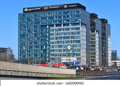 WARSAW, POLAND - MARCH 15, 2020 - Headquarters Of PKP SA (Polish State Railways) At Warszawa Zachodnia Station