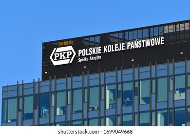 WARSAW, POLAND - MARCH 15, 2020 - Headquarters Of PKP SA (Polish State Railways) At Warszawa Zachodnia Station