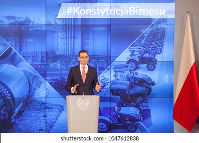 WARSAW, POLAND - MARCH 16, 2018, Polish Prime Minister Mateusz Morawiecki Holds Meeting With  Businessmen.