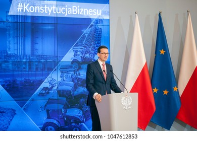 WARSAW, POLAND - MARCH 16, 2018, Polish Prime Minister Mateusz Morawiecki Holds Meeting With  Businessmen.