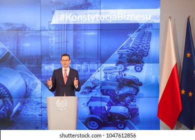 WARSAW, POLAND - MARCH 16, 2018, Polish Prime Minister Mateusz Morawiecki Holds Meeting With  Businessmen.