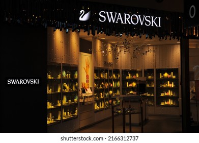 WARSAW, POLAND - MARCH 22, 2022: Official SWAROVSKI store in shopping mall