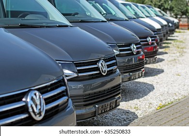Warsaw, Poland - May, 02, 2017: Volkswagen cars in the row in exhibition point.