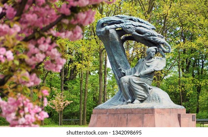 Warsaw, Poland- May 20 2018-  Frédéric François Chopin Monument In Lazienki Park