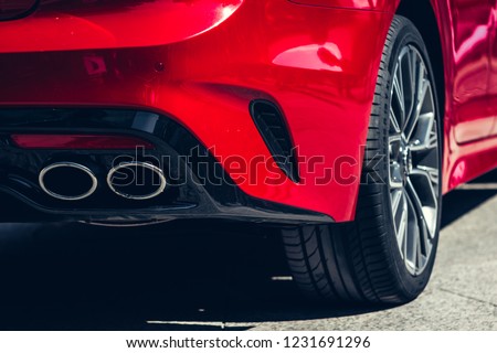 Warsaw, Poland - October, 08, 2018: Front with headlight of Kia Stinger car.