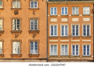 Warsaw, Poland - October 2, 2022: Building With Many Windows In Warsaw City. European Building, Urban Street View