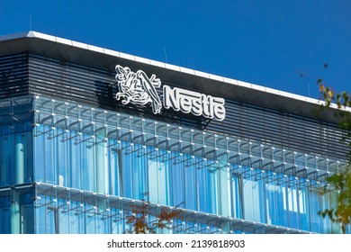 Warsaw, Poland - October, 2021: Nestle Logotype On The Top Of Office Building