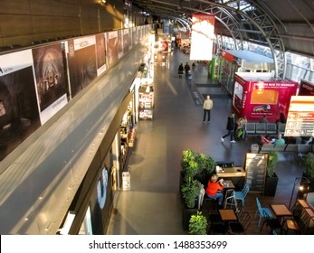 Warsaw, Poland - October 9, 2018: Lobby Of Warsaw-Modlin Mazovia Airport, Aerial View. Modlin Mazovia Airport (WMI) Terminal Interior, Passengers Awaiting Their Flight