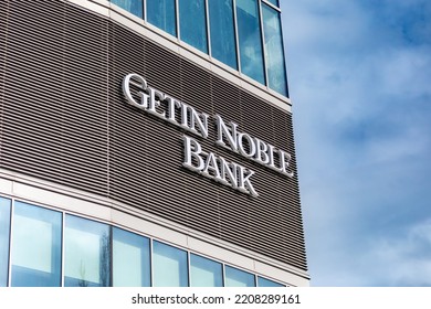 Warsaw, Poland - September 2022: Getin Noble Bank Banking And Financial Company Logo On Building.