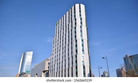 Warsaw, Poland.17 November 2019. Holiday Inn Warsaw City Centre. The 15-storey Holiday Inn Warsaw-City Center Features 254 Rooms, Conference Facilities, A Bar, A Restaurant And A Gym.