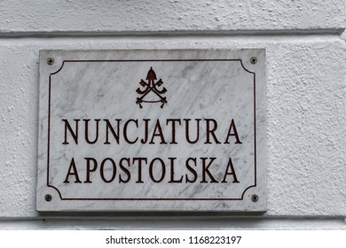 WARSAW/POLAND - AUGUST 30, 2018: View On The Apostolic Nuncio Building