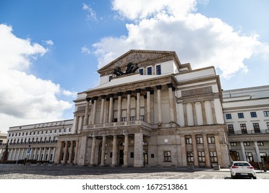WARSAW/POLAND - MARCH 14, 2020: View on National Opera House closed due coronavirus