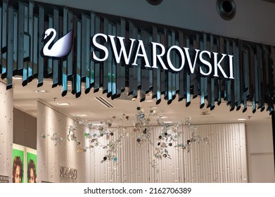 Warshaw, Poland - May 14, 2022: Swarovski store in shopping mall
