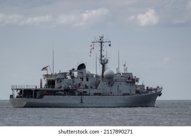 WARSHIP - Minehunter Goes On Patrol On Sea