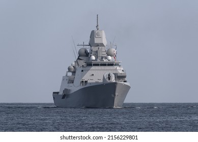 WARSHIP - A modern frigate sails on the sea