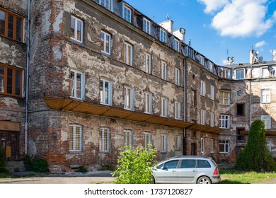 Warszawa / Poland - 05.16.2020: Old Tenement Houses To Praga / Warsaw. Squalid, Seedy Buildings Of The Poor Disctrict.