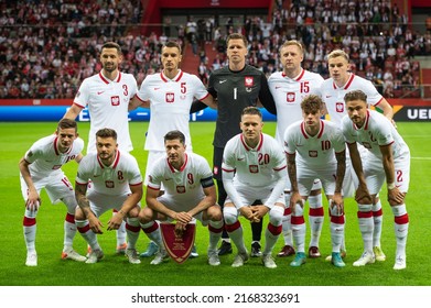 WARSZAWA, POLAND - JUNE 14, 2022: UEFA Nations League division A group 4 match Poland vs Belgium 0:1. Team of Poland.