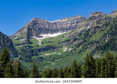 Wasatch Mountain Range in Spring with Snow