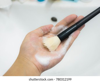 wash make up brush background