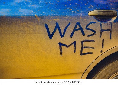 Wash Me Words On Dirty Car