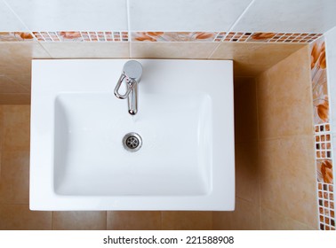 Wash Sink In A Bathroom, Top View