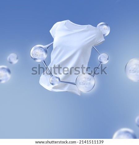 Washed white t-shirt on blue background
