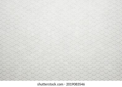 Washi Paper Texture Background With Silver Wave Pattern. Japanese Handmade Paper Texture With Traditional Japanese Pattern