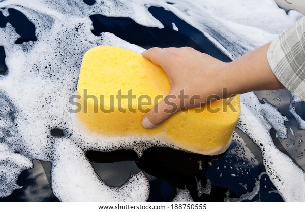 washing a car by
hand