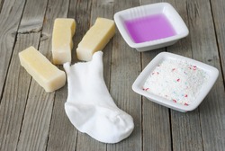 Washing Chemicals With Dirty And Clean Socks