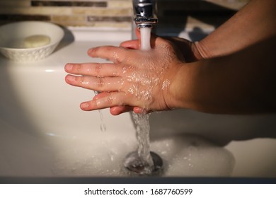 Washing Hands For Minimum 20 Seconds To Protect Of Coronavirus 