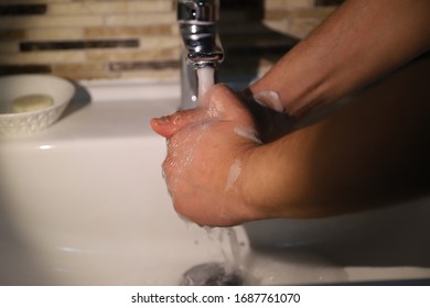 Washing Hands For Minimum 20 Seconds To Protect Of Coronavirus 