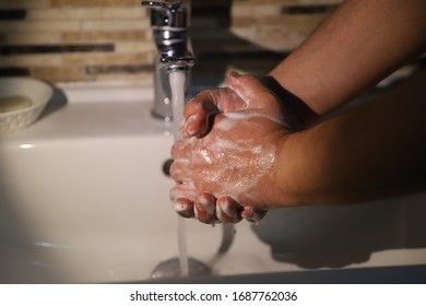 Washing Hands For Minimum 20 Seconds To Protect Of Coronavirus 