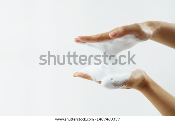 Washing of hands with soap foam. hygiene. Cleaning
Hands. 