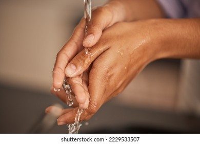 Washing hands, water and cleaning body at sink for health and wellness for bacteria, germs and infection with self care, healthcare and skincare. Woman with water splash for hygiene and safety - Powered by Shutterstock