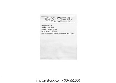 Washing Instructions Label Isolated Over White Stock Photo 307551200 ...