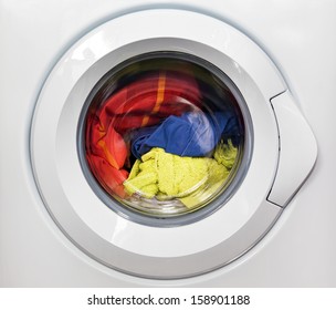 Washing Machine With Dirty Clothes Inside