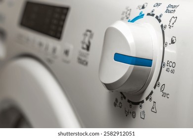 Washing in a washing machine, ecological program, saving energy and water washing machine in the bathroom