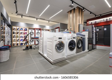 Washing Machines And Vacuum Cleaners In The Premium Home Appliance Store