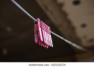 Washing Of Pink Clothes For Clothes, Outside.